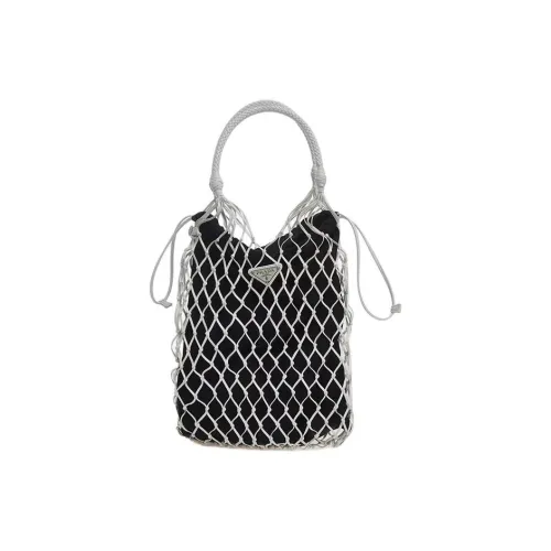 PRADA Нейлон с кожаными вставками Сумка Женская Белая и Черная