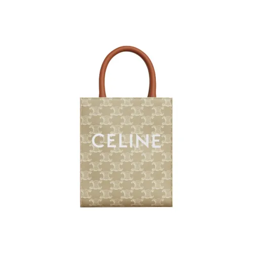 CELINE Cabas Сумка через плечо из коровьей кожи мини-сумка для женщин серо-бежевого цвета