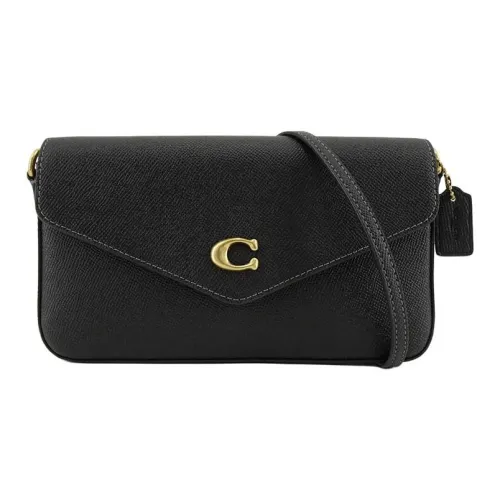 COACH Wyn Кожа Конверт Сумка через плечо Маленькая Женская Черная