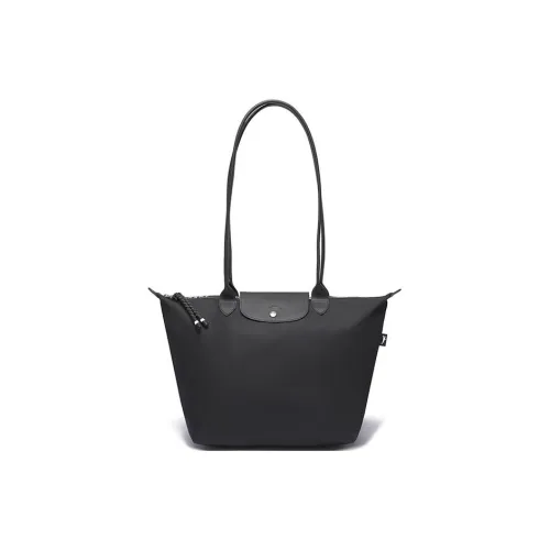 LONGCHAMP Le Pliage Energy Холст с кожей Комбинированный Портативный Сумка через плечо Сумка на плечо Большая Женская Черная
