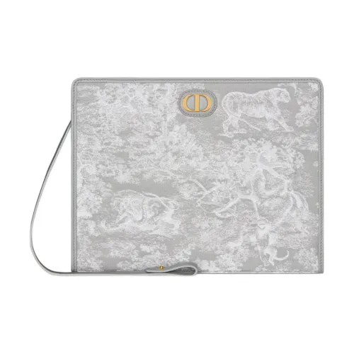 DIOR 30 Montaigne Ткань де Жюи Реверс Жаккард Клатч Средний Женский Серый