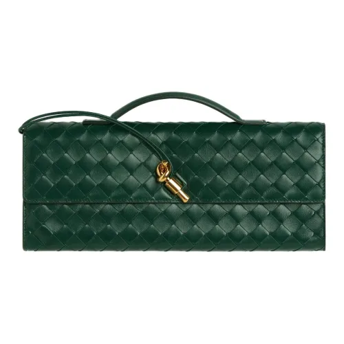 Bottega Veneta Intrecciato Кожаный клатч из овечьей кожи женский жадеит зеленый
