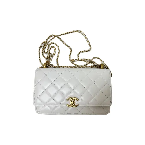 CHANEL WOC Телячья кожа Кошелек на цепочке Монетница Сумка через плечо Женская Белая