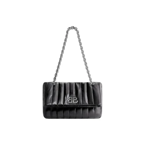 Balenciaga Лоскутная ткань Тонкая кожа Корова Цепь Ремешок Сумка Переносная Сумка через плечо Сумка на плечо Женская Черная