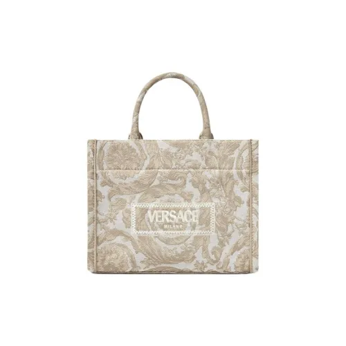 VERSACE Barocco Холст Тоут Сумка Сумка для покупок Сумка Маленькая Женская Бежевая