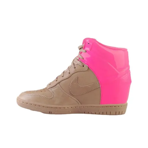 Nike Dunk Sky High Abrasion Resistant Высокие Кроссовки для скейтбординга Женские Розовые Коричневые