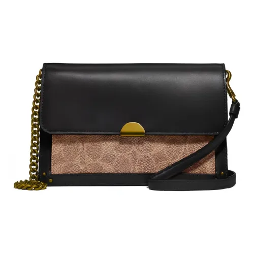 COACH DREAMER Холст Цепь Сумка через плечо Сумка на плечо Сумка через плечо Женская Черная Коричневая Монограмма