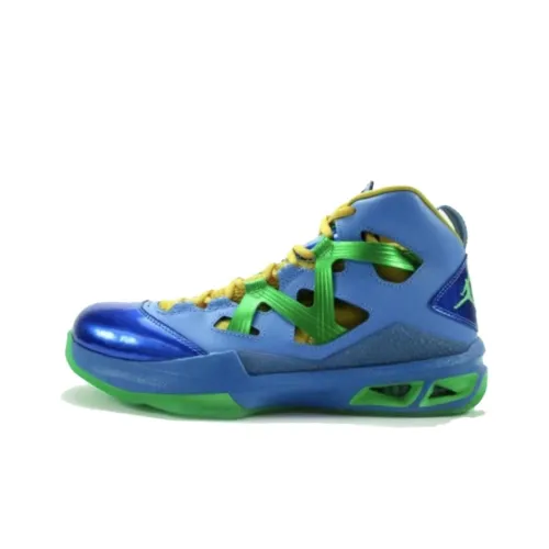 Jordan Melo M9 Устойчивые к истиранию Дышащие Высокие Баскетбольные кроссовки Унисекс Синие