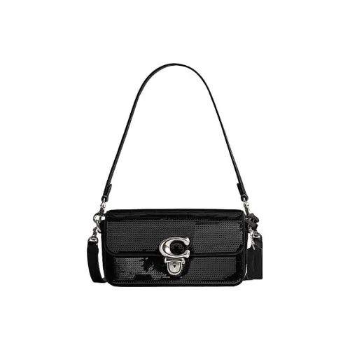 COACH Сумка из коровьей кожи сумка-багет сумка через плечо стандартная женская черная