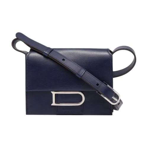 Delvau OPERA Рифленая Телячья Кожа Сумка через плечо Маленькая Женская Темно-синяя