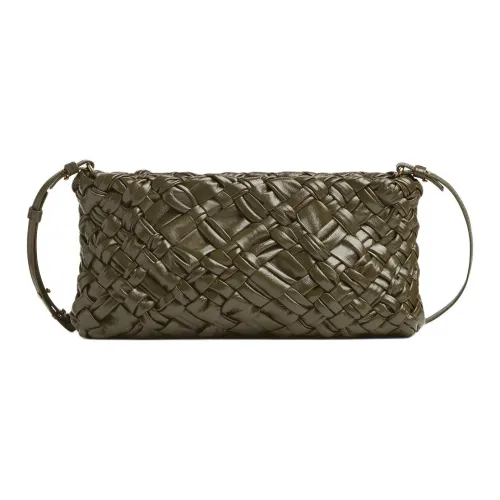 Bottega Veneta Kalimero Коровья кожа Портативный Одно плечо Клатч Маленький Женский Горчичный