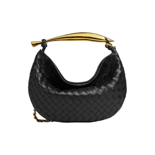 Bottega Veneta Sardine Овечья кожа Одно плечо Ручная сумка Сумка через плечо Маленькая Женская Черная