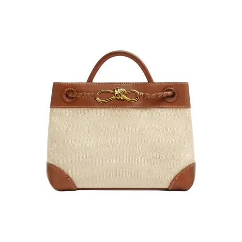 Bottega Veneta Andiamo series Сумка через плечо из кожи и холста маленькая женская