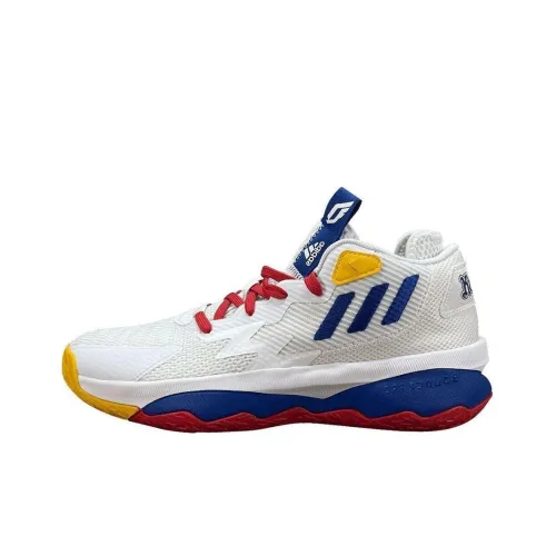 Adidas D Lillard 8 Амортизаторы Slip-resistant устойчивые к истиранию MID Баскетбольные кроссовки Мужские Синий Белый
