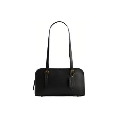 COACH Swing Zip Кожа Плечевая сумка сумка через плечо обычная женская черная