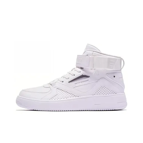 QIAODAN Slip-resistant Abrasion-resistant High Top Skateboard Shoes Men's White QIAODAN Противоскользящие Износостойкие Высокие Кроссовки для Скейтбординга Мужские Белые