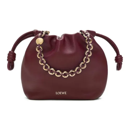 LOEWE Flamenco Nappa Sheepskin Crossbody Clutch Mini Women's Burgundy Red