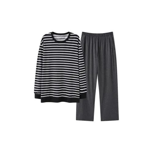 MIIOW SS24 Пижамный комплект Мужской Полосатый Серый