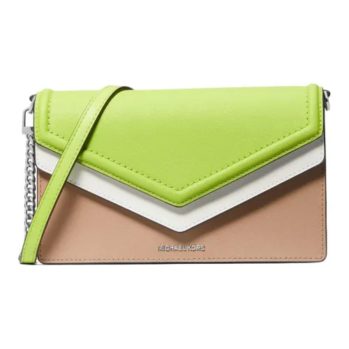 MICHAEL KORS Jet Set Спилок коровьей кожи с искусственной кожей Сумка через плечо Большая Женская CAMEL Лайм