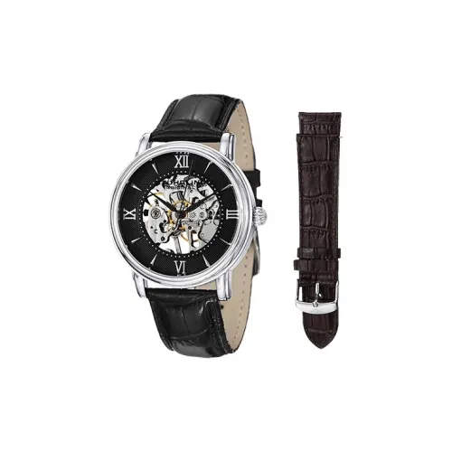 STUHRLING Мужские часы Механизм с ручным заводом Кожаный ремешок 40 мм Черный циферблат Часы 458G2,33151Комплект