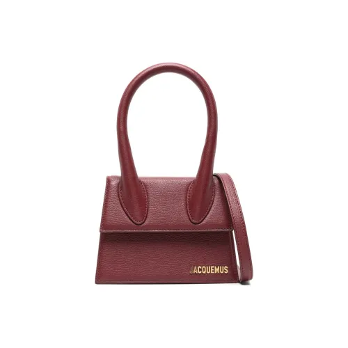 Женский кошачий кожаный рюкзак Jacquemus бордовый цвет