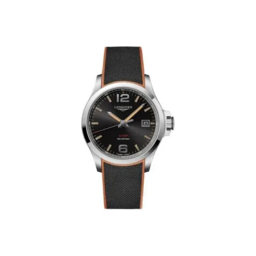 LONGINES Comcast Collection Кварцевый механизм Мужские часы Часы 43 мм Черный циферблат Корпус из нержавеющей стали Резиновый ремешок