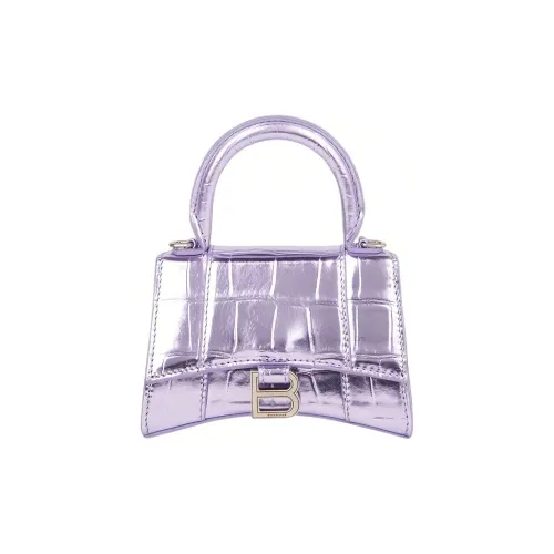 Balenciaga HOURGLASS Корова Кожа Сумка Hourglass Сумка Сумка через плечо Сумка через плечо Мини Женская Фиолетовая