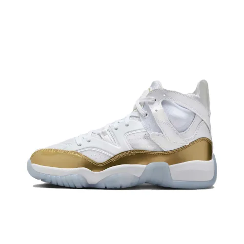 Jordan Jumpman Два Trey Устойчивые к истиранию Дышащие Высокие Баскетбольные Кроссовки Винтажные Белый Золото