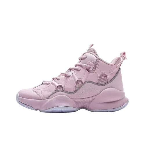 QIAODAN Амортизаторы Shock Slip-resistant Abrasion-resistant MID Топ Баскетбольные кроссовки Женские Рассветно-розовый