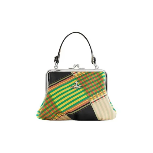 Vivienne Westwood Granny Frame Крестообразная текстура Тисненая кожа Сумка Кошелек Женские Многоцветный