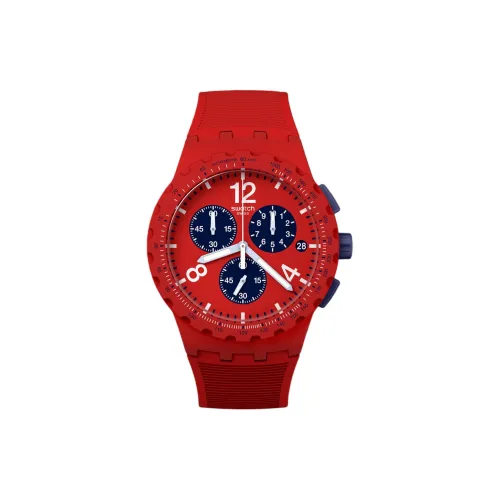 Swatch Essentials Collection Кварцевый механизм Унисекс Часы 42 мм Красный циферблат Часы Пластиковый корпус часов