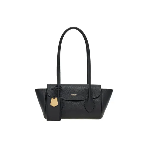 Ferragamo Hammered Телячья кожа Сумка для боулинга Сумка Сумка через плечо Женская Черная