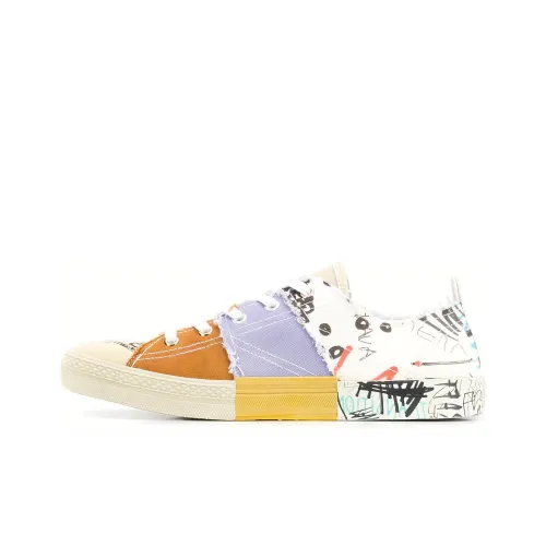 Maison Margiela Граффити Низкий Топ Стильные Скейтбординги Женские Фиолетовый Коричневый