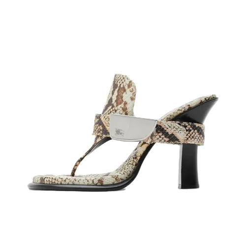 Burberry Шлепанцы Женские Белые Коричневые