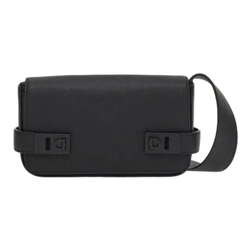 Ferragamo Hammered Телячья кожа Сумка через плечо Мужская Черная