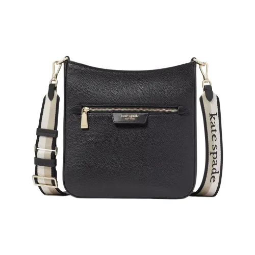 Kate Spade Hudson Litchi Grain Leather Messenger Bag Shoulder Bag Women's Black