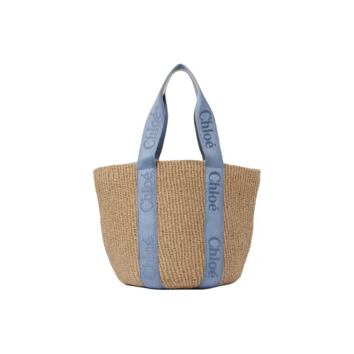 Chloe Woody с телячьей кожей корзина-сумка большая сумка на одно плечо женская вымытый синий и бежевый