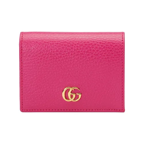 GUCCI GG Marmont Кожаный держатель для карт и кошелек женский фуксия