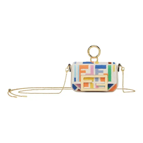 FENDI Baguette Холст Подвеска Аксессуары для сумок Extra Mini Женские Светлый Умбра