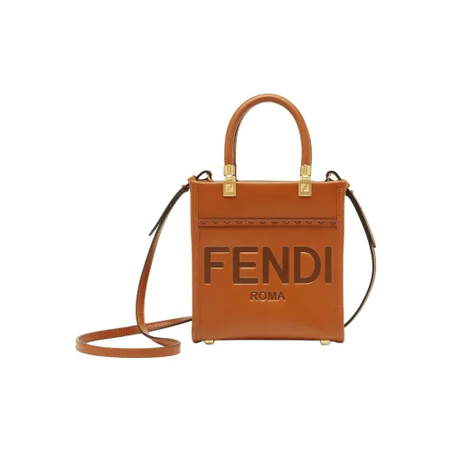FENDI Sunshine Кожа Сумка через плечо Сумка Мини Женская Коричневая