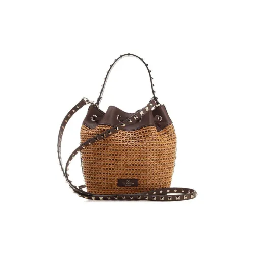 Valentino Garavani Телячья кожа Ведрообразная сумка Сумка на одно плечо Женская Коричневая