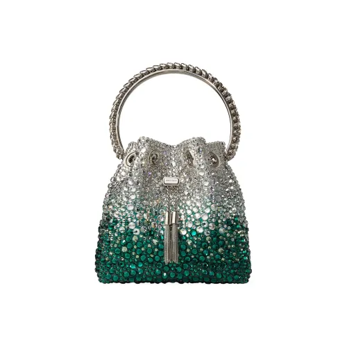 Jimmy Choo Сатиновая ткань ведрообразная сумка сумка через плечо сумка для женщин зеленый