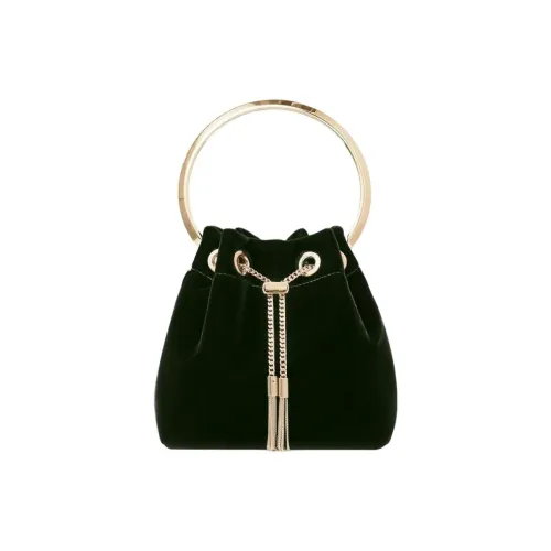 Jimmy Choo Плюшевый Бархат Ведрообразная Сумка Женская Темно-Зеленая