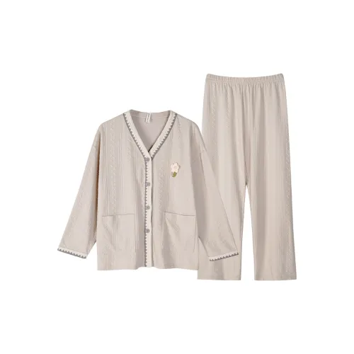 Song Qianya Пижамный комплект женский Абрикос Кофейный