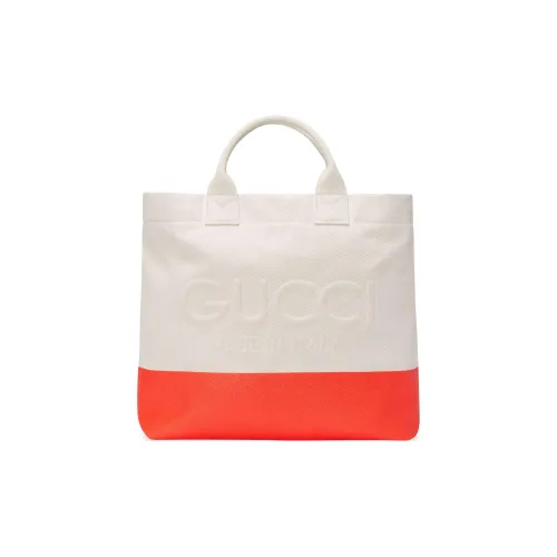 GUCCI Натуральный Холст Тоут Сумка Сумка для покупок Сумка через плечо Сумка Холст Сумка Мужская Белая Оранжевая