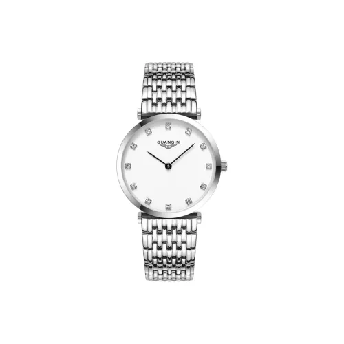 GUANQIN Кварцевый механизм Мужские часы Белый циферблат