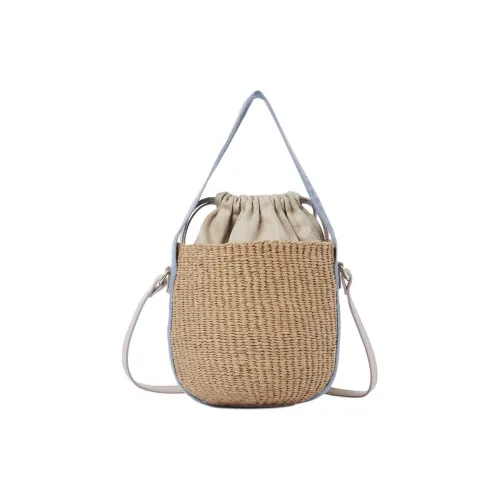 Chloe Woody с телячьей кожей корзина-сумка сумка через плечо сумка маленькая женская промытый синий и бежевый