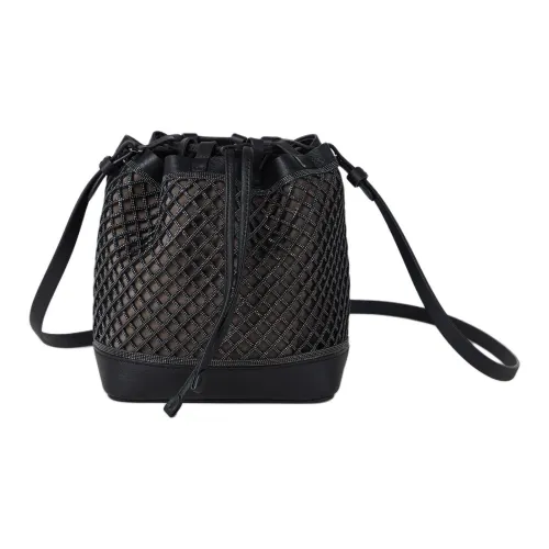 BRUNELLO CUCINELLI Сумка из натуральной кожи ведрообразной формы сумка через плечо женская черная