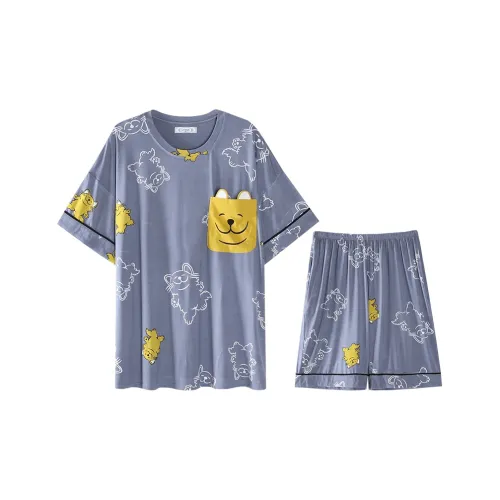 William Pajama Комплект Мужской Синий С принтом по всей поверхности