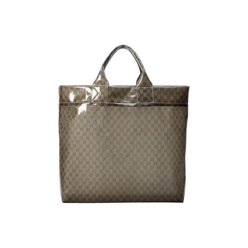 GUCCI Прозрачная ткань сумка-тоут сумка для покупок большая мужская бежевый и эбеновый